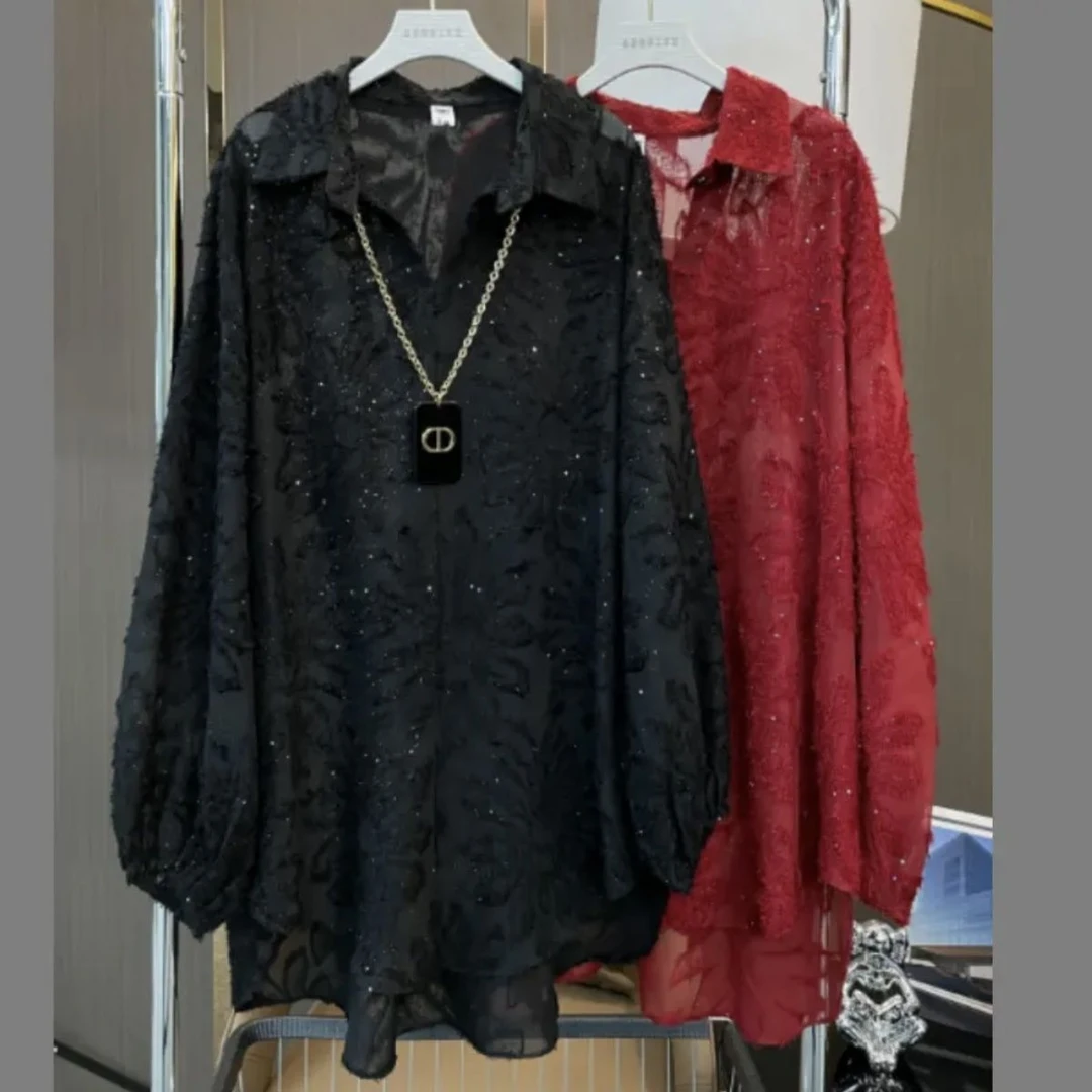 2025春季新款宽松显瘦时尚休闲设计感衬衫气质提花衬衣女