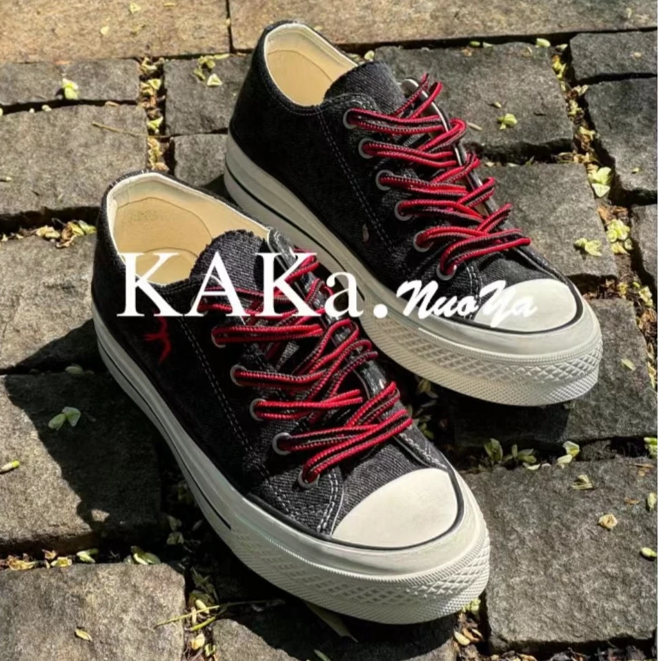 2024豆豆卡卡诺亚1809 低帮帆布鞋系带复古时尚高街经典红蓝配色
