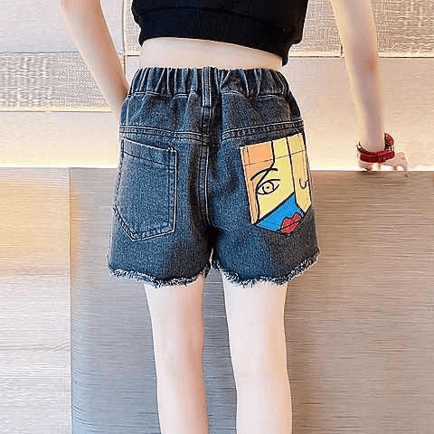 女童牛仔短裤夏破洞2024新款中大童儿童韩版外穿百搭宽松休闲套装