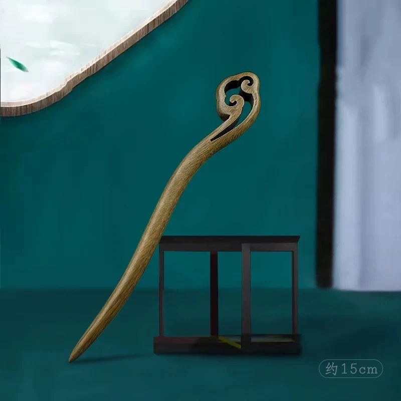 祥云檀木古风中式日常盘发簪子简约配旗袍的木簪
