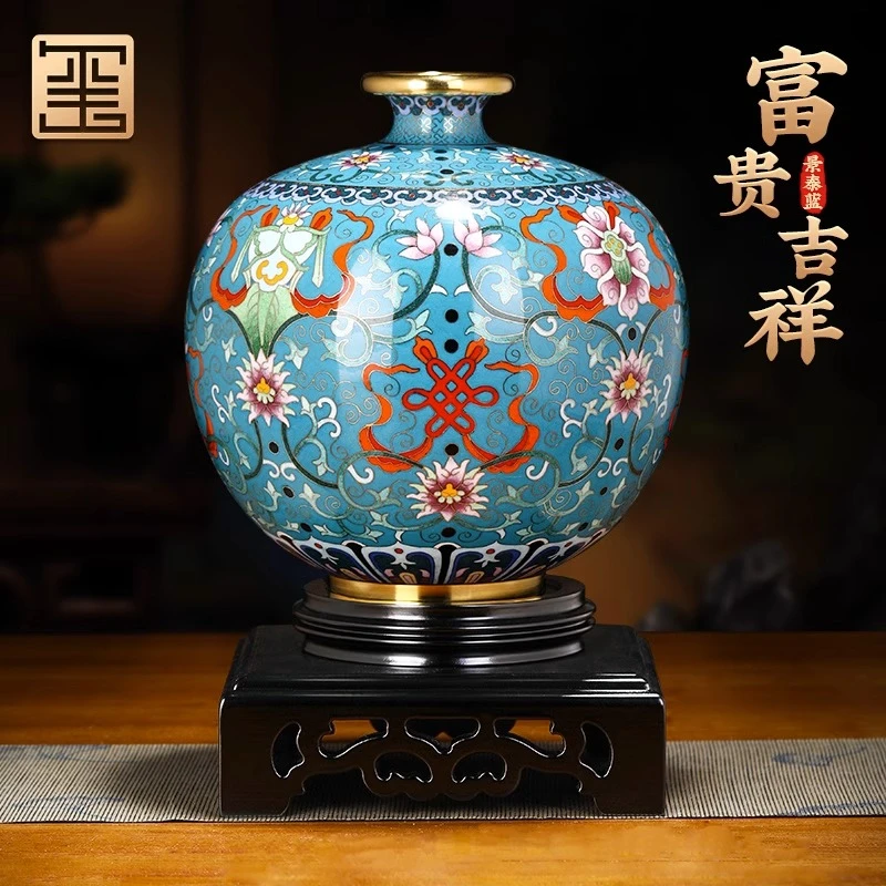 景泰蓝花瓶摆件特色珐琅工艺品收藏品办公室摆件领导高档商务礼品