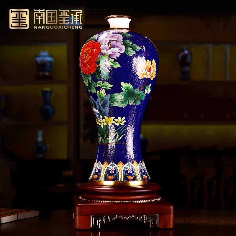 戴嘉林景泰蓝花瓶地久天长收藏品 客厅博古架家居装饰品摆件