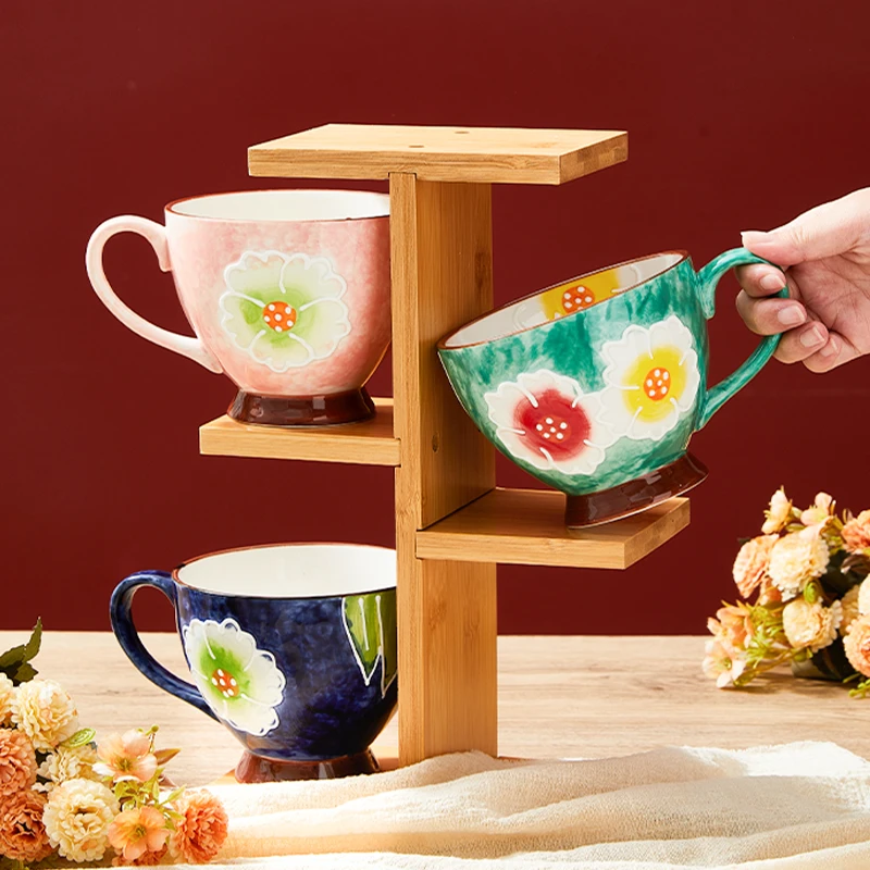 【单杯】轻奢风陶瓷杯子家用手绘田园早餐杯牛奶杯高颜值好看咖啡杯