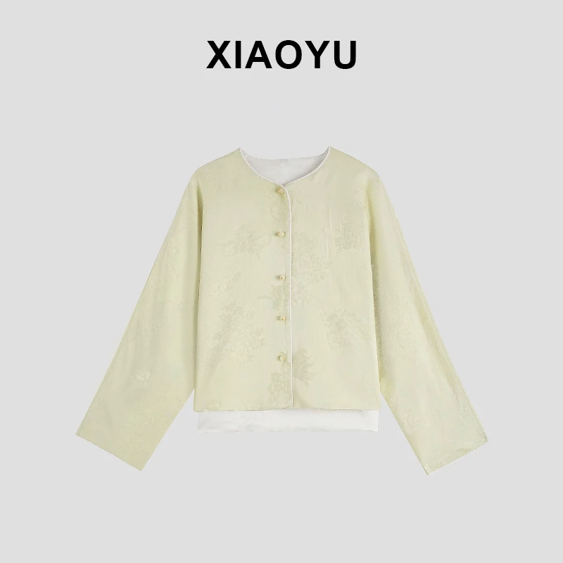 2024新中式提花上衣中国风春夏薄款重工小外套X823