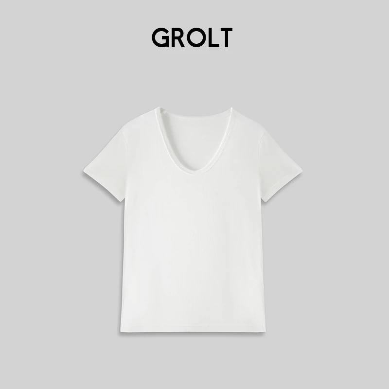 【小雨姐】u领两色打底衫好搭基础休闲T恤 T128