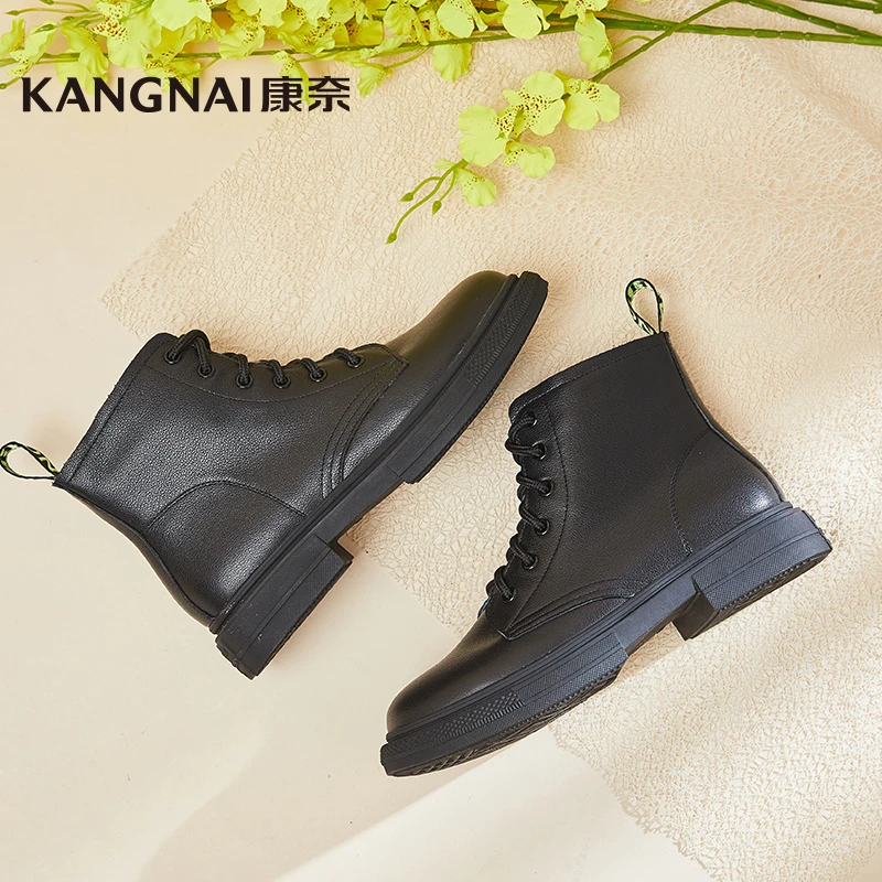 Kangnai/康奈16081专柜正品冬时尚英伦风舒适真皮马丁靴女士短靴