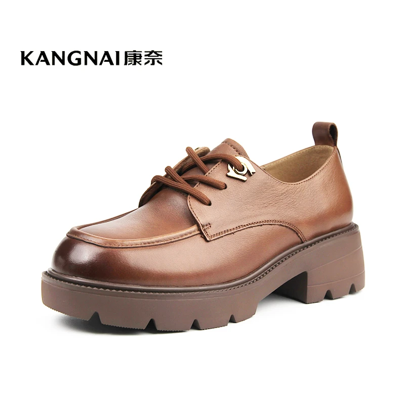 Kangnai/康奈36138专柜正品春秋舒适厚底粗跟圆头牛皮百搭女单鞋
