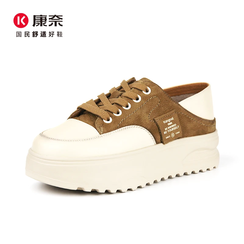 Kangnai/康奈46196专柜正品春秋舒适厚底牛皮百搭真皮女休闲单鞋
