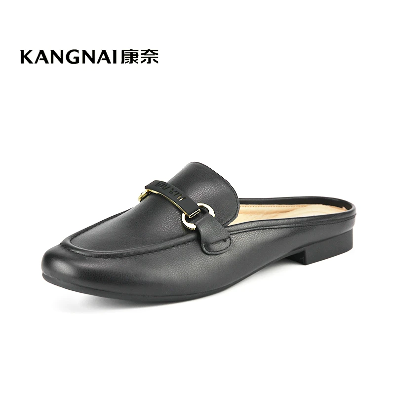 Kangnai/康奈32311专柜正品牛皮舒适平底低跟包头拖鞋穆勒女鞋