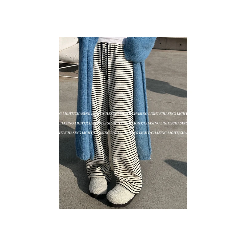 【CHASINGLIGHT】慵懒松弛条纹阔腿休闲裤 春秋K1458