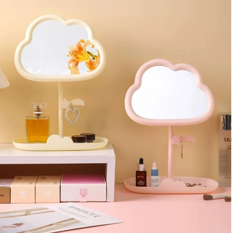 卡通流星云朵镜桌面台式单面可旋转学生化妆镜美妆补妆梳妆公主镜