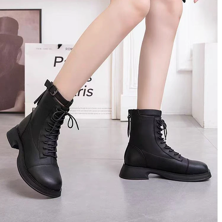 马丁靴女英伦风秋冬新款厚底单里瘦瘦短靴子830-8