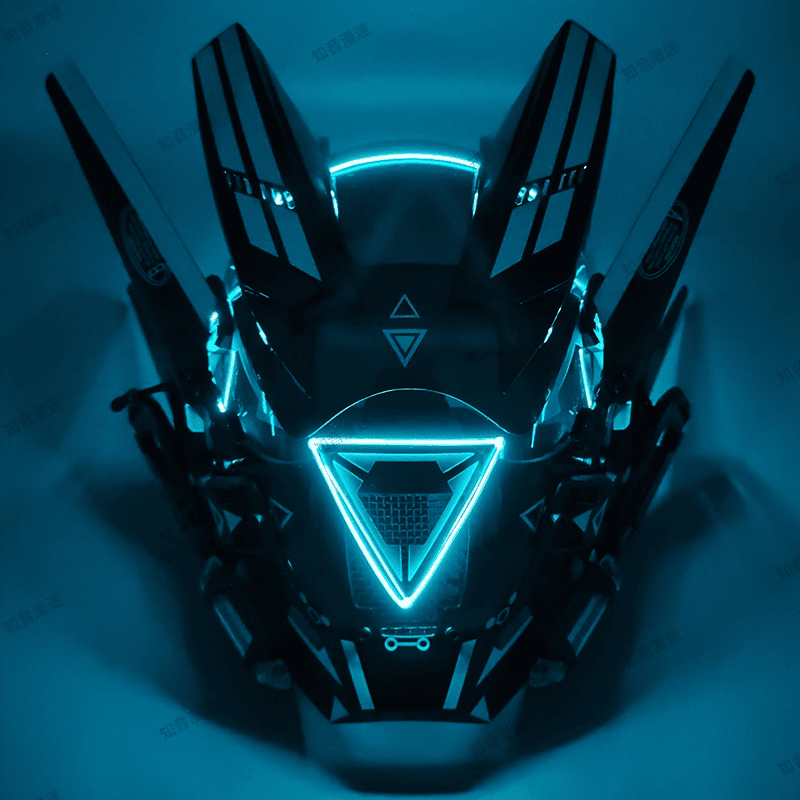 赛博朋克面具铁血战士头盔cosplay 机甲个性发光全脸头套战术面罩