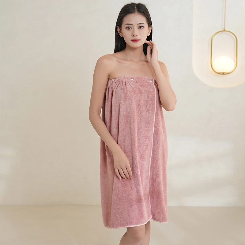 贝雅颜入冬神器美容院客服客裙开扣抹胸吸水绒浴裙白色吸水绒浴裙