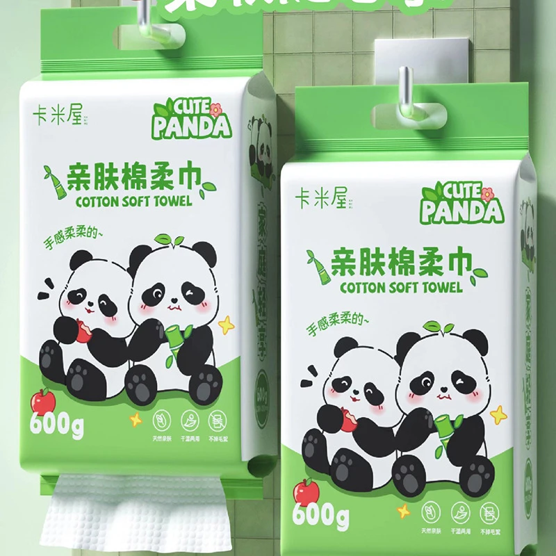 MJ-328 熊猫家庭装悬挂式抽巾棉柔巾（600g/抽巾）-1提