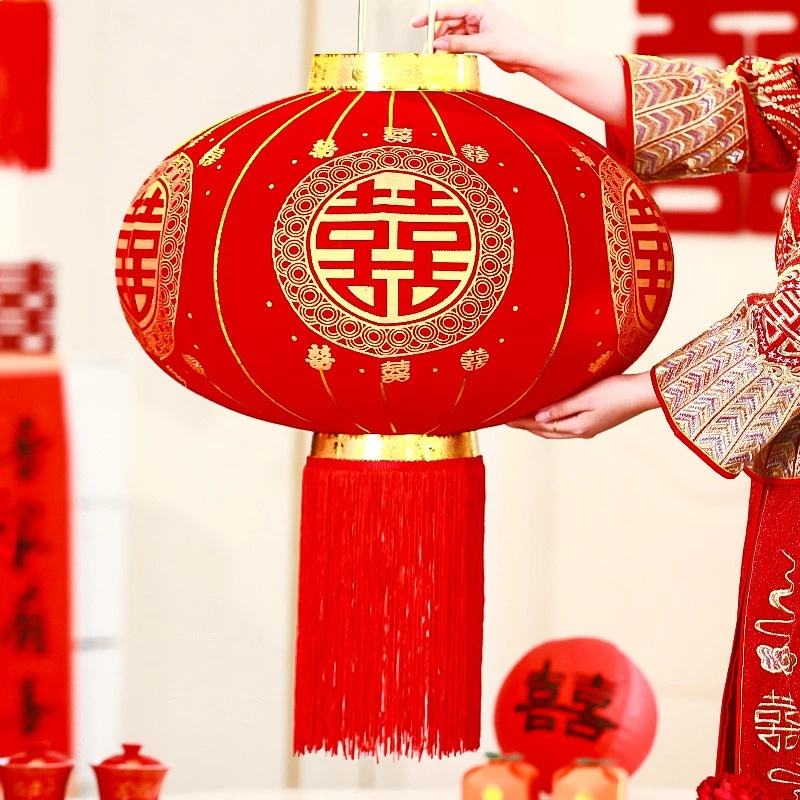 2024年新款结婚喜字红灯笼挂饰大门院子婚庆婚礼布置中式灯笼场景