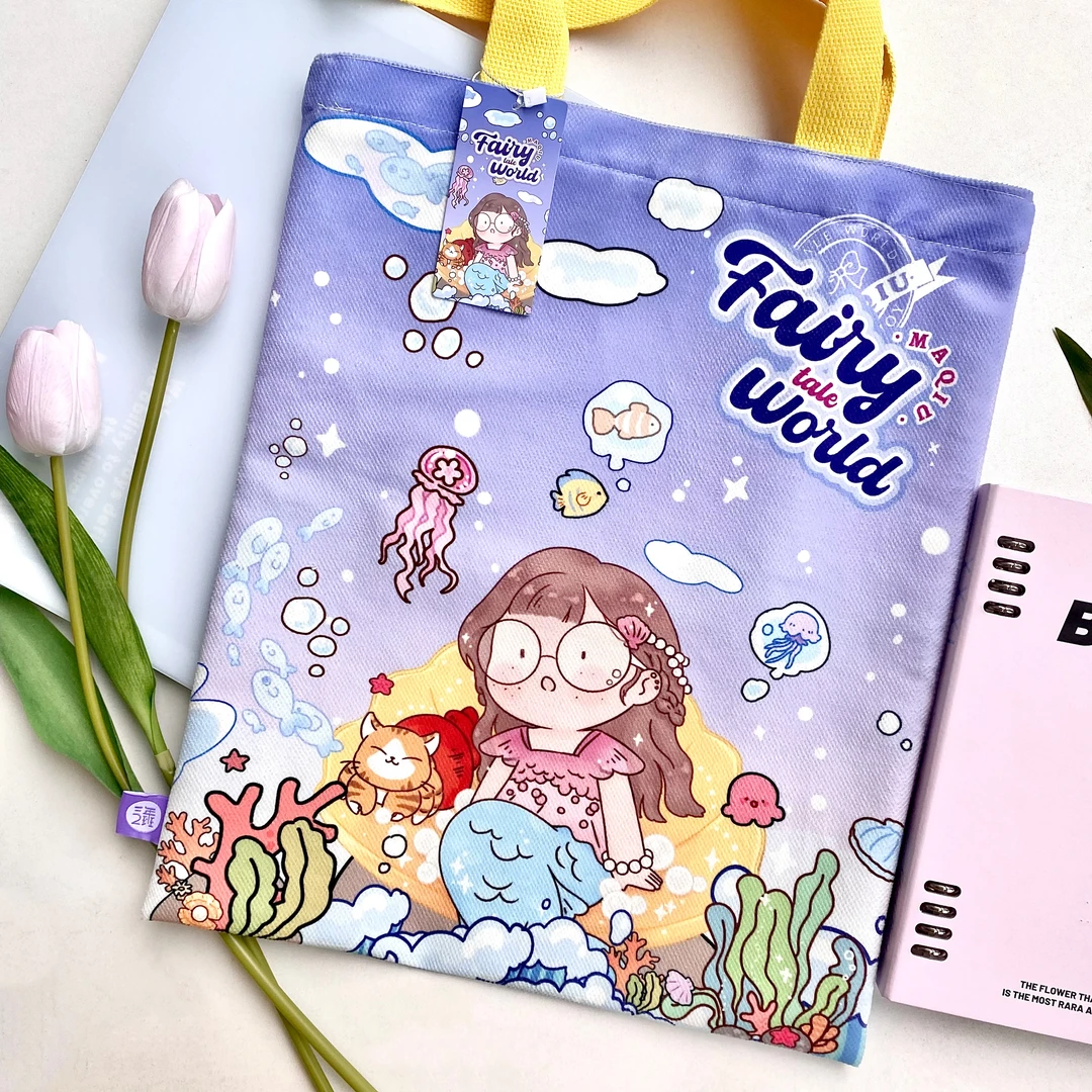 三年二班童话公主美人鱼帆布包袋女生补习袋学习用品文具套装 L