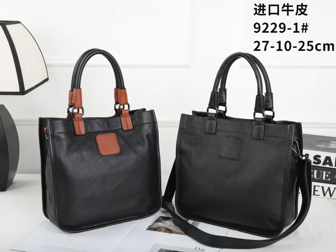 9229#头层牛皮手工缝线女士斜挎手提包