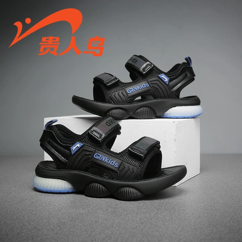 贵人鸟儿童凉鞋2024年夏季反光休闲潮流沙滩童鞋减震防滑露趾凉鞋