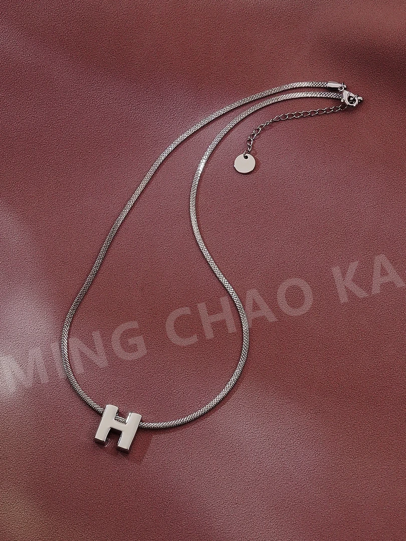 铜合金项链 简约项链时尚百搭锁骨链小众银色颈链复古精致链子