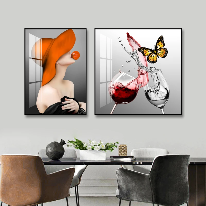 装裱装饰画现代简约背景墙挂画酒柜墙画新款饭厅壁画高端轻奢墙画