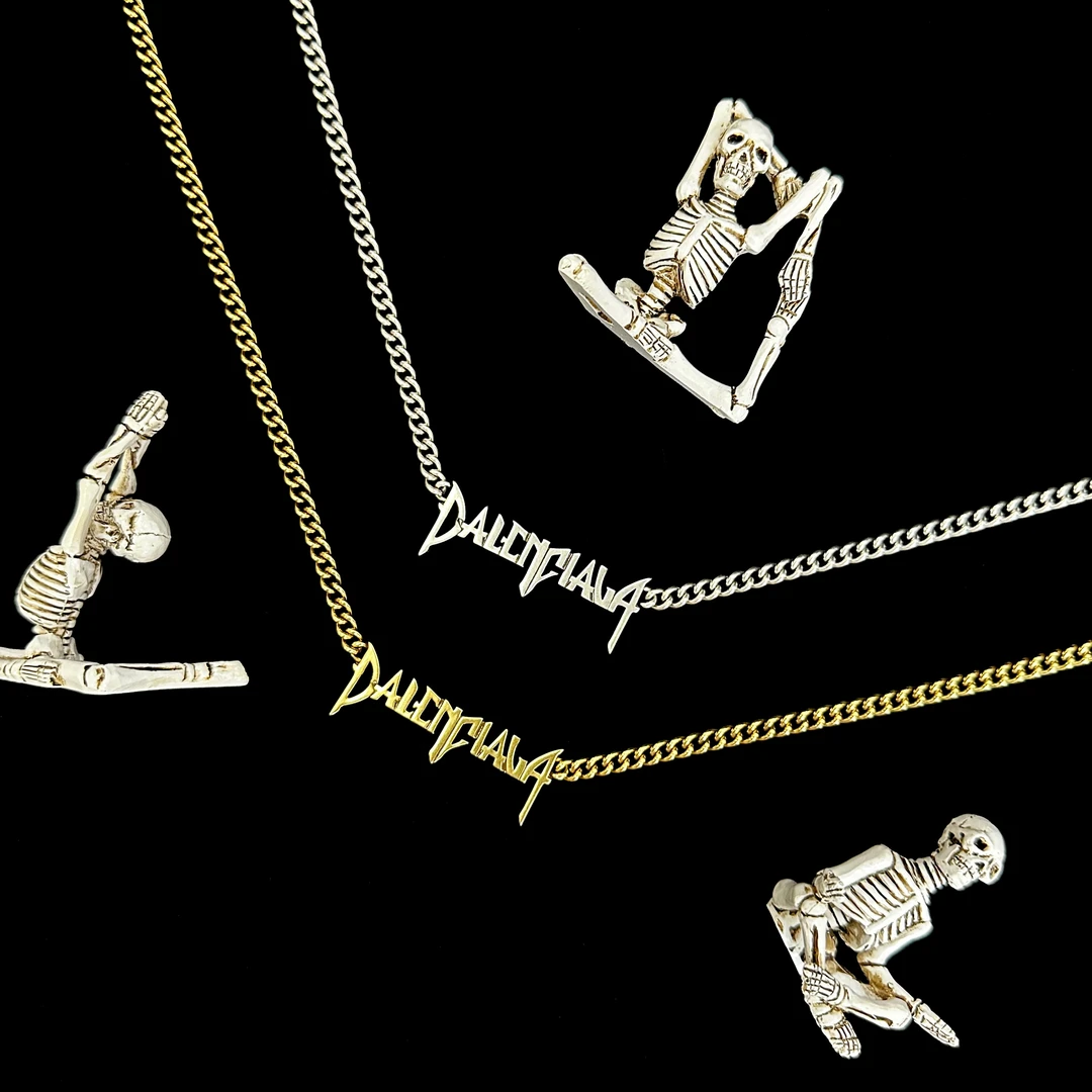 铜合金项链 哥特做旧字母项链