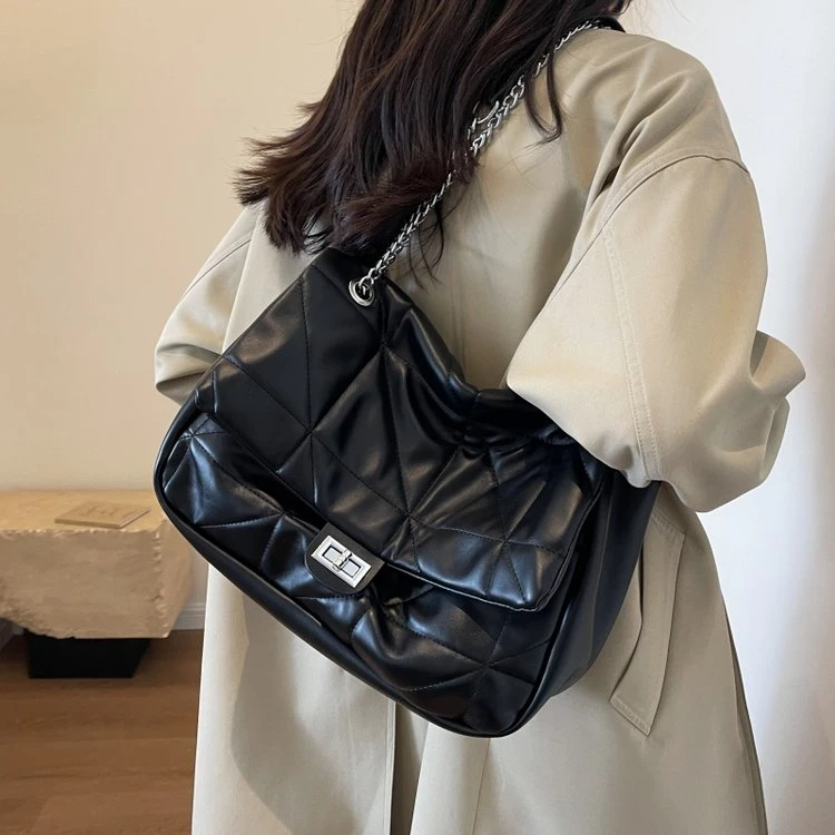 腋下包包女2023新款秋冬时尚大容量菱格链条包小众简约百搭单肩包