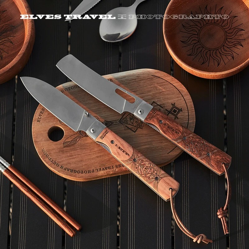 ETP精灵户外折叠刀具露营便携式面包水果刀不锈钢切菜露营灯支架