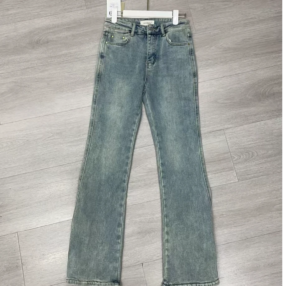 衣源G3333#秋冬抓毛高腰显瘦微喇牛仔裤百搭休闲款（裤长102左右）