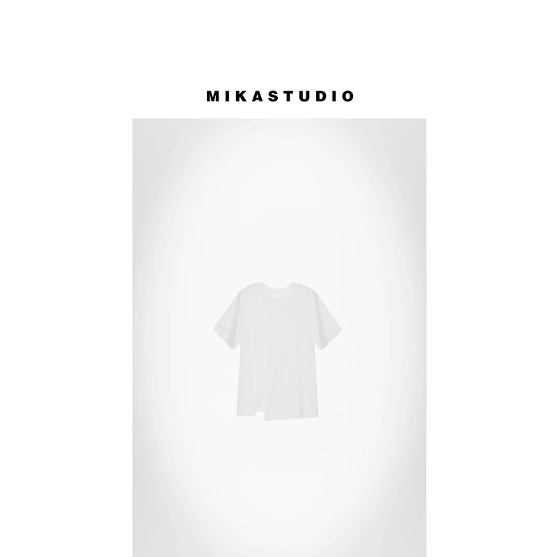 孤品65解构式斜裁不规则圆领正肩短袖T恤YH2002