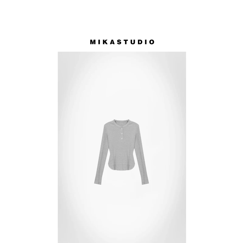 孤品80坑条半开襟打底T恤【50%棉 50%莫代尔】ABYSD3110