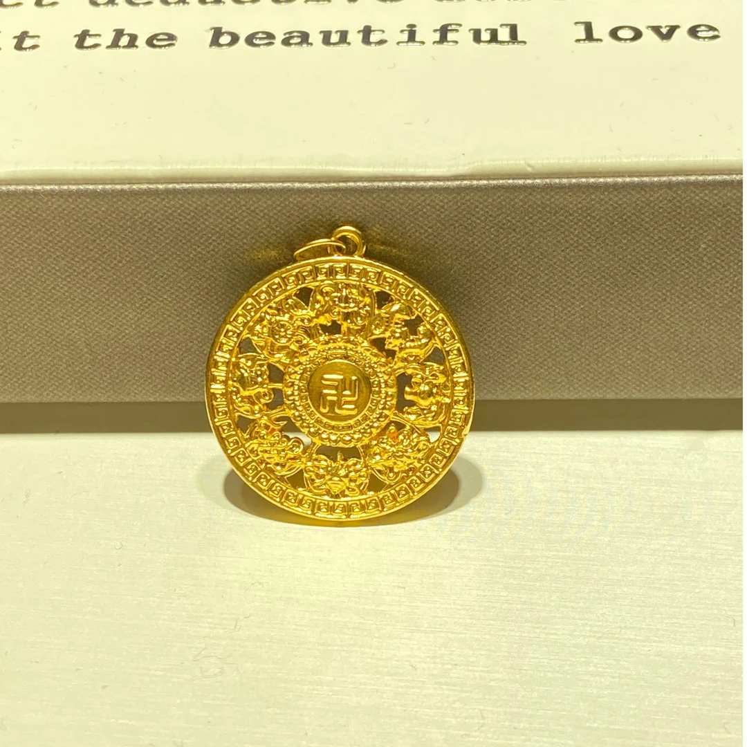 玉匠世家足金999八宝盘配件赠银链