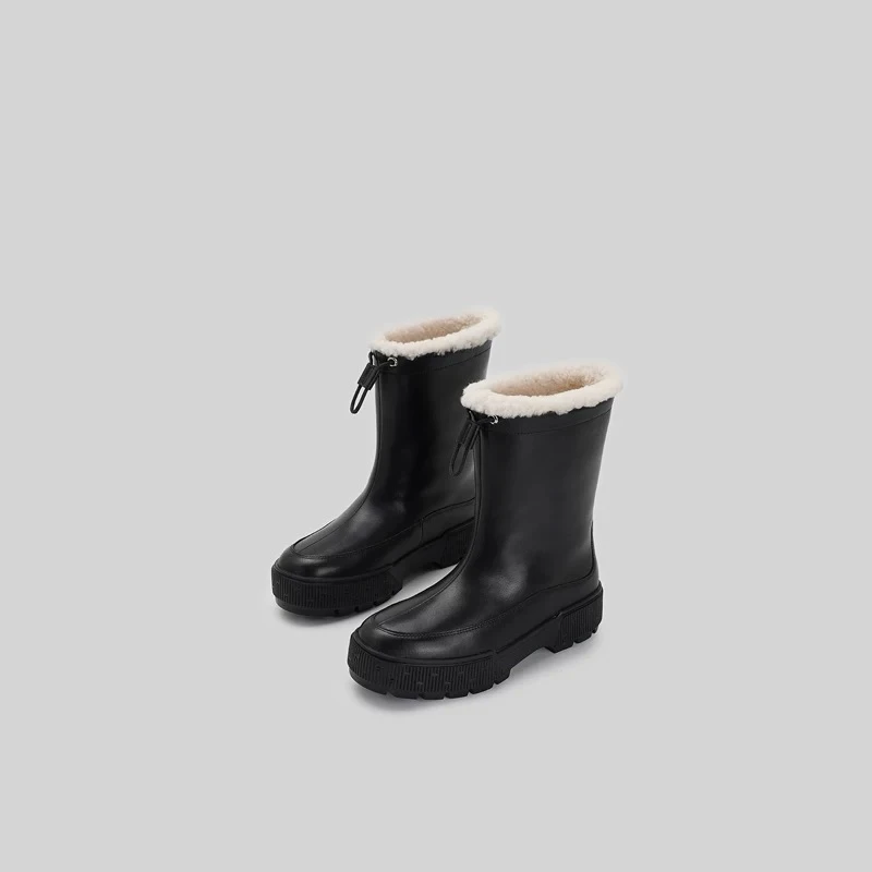 牛皮羊羔毛休闲时尚雪地靴 2403