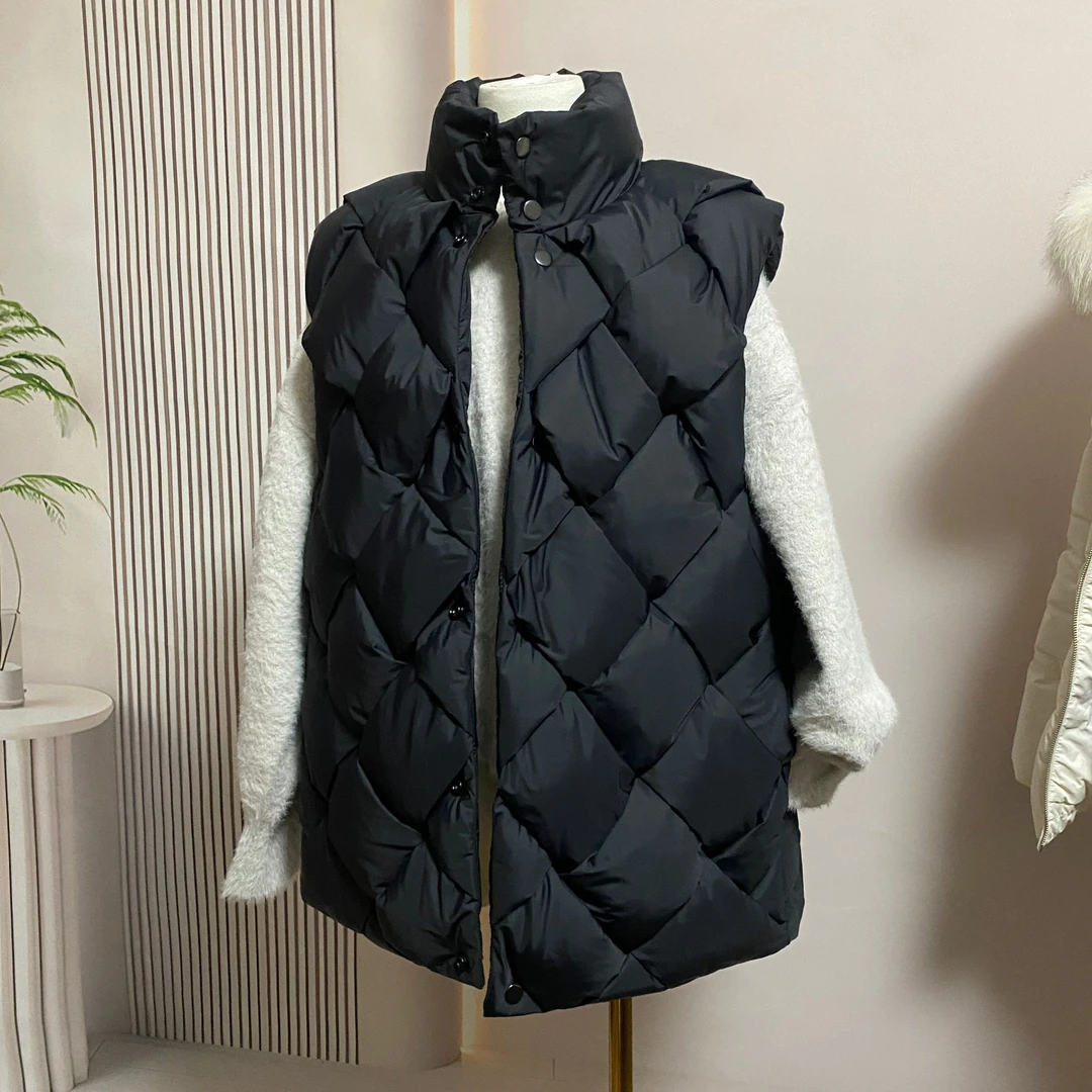 短款鹅绒编织马甲背心男女同款