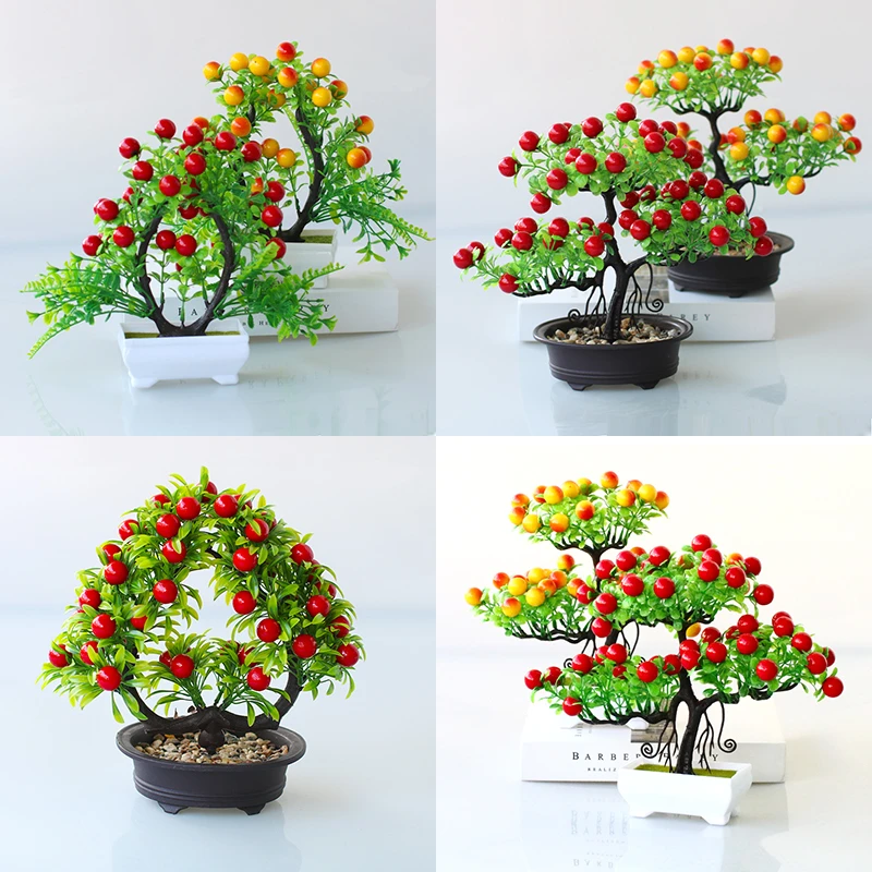仿真花绿植树盆栽家居客厅迷你绿植装饰假花摆件塑料果盆景