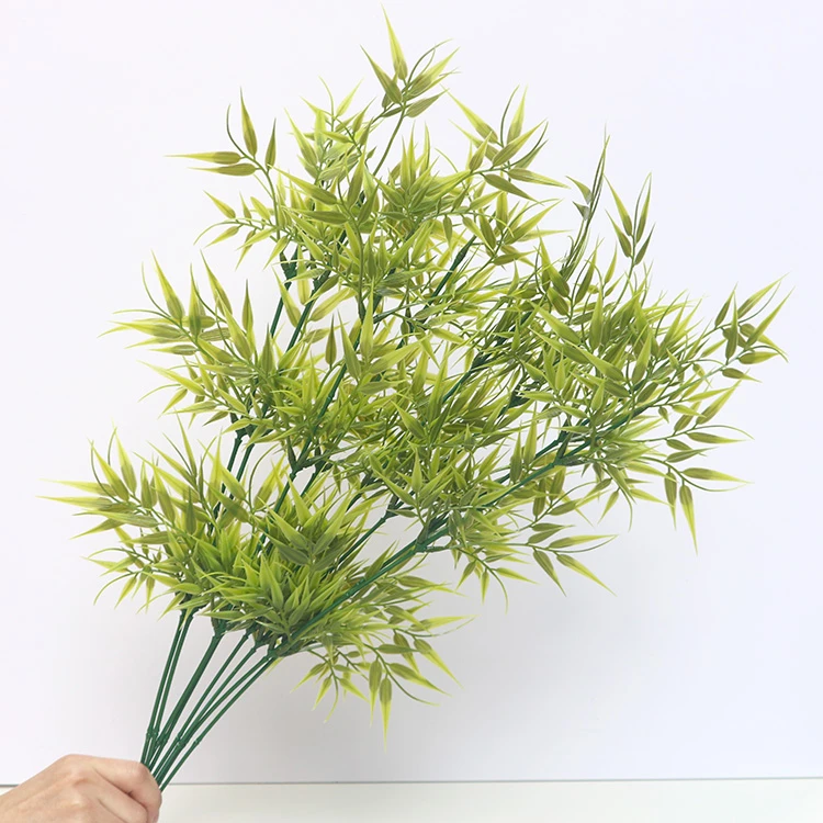 新款仿真竹叶小型竹枝假竹子仿真塑料绿植假树叶古风拍摄道具装饰