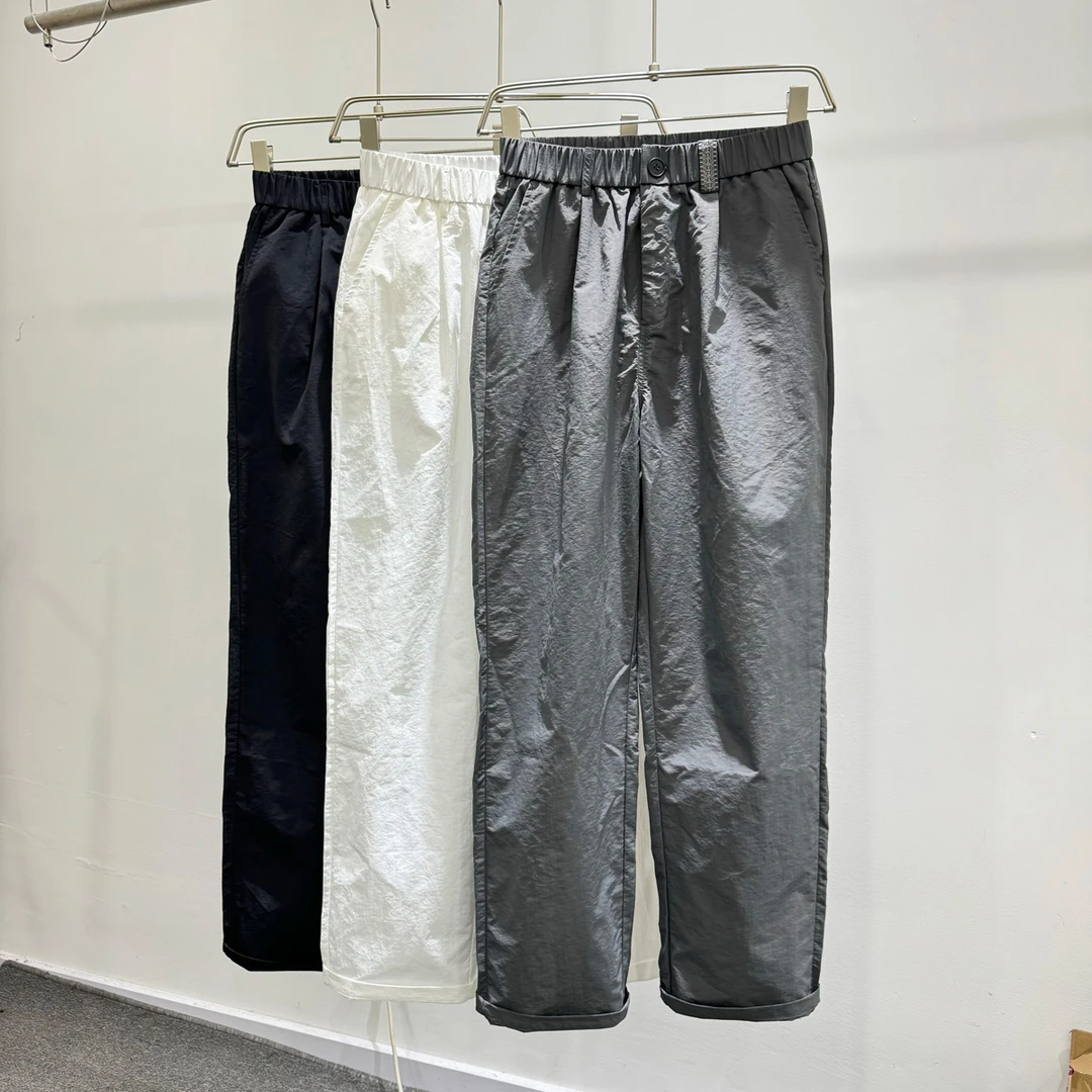 lX新男士INS简约时尚日常百搭长裤夏季松紧腰高级感阔腿休闲裤凛