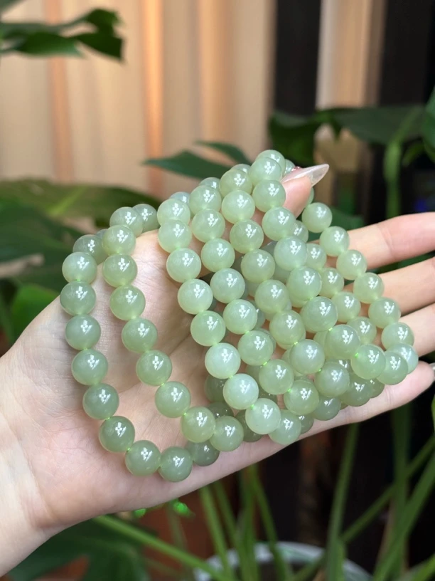 0450和田玉晴水手串约10mm葡萄肉多样性发其一