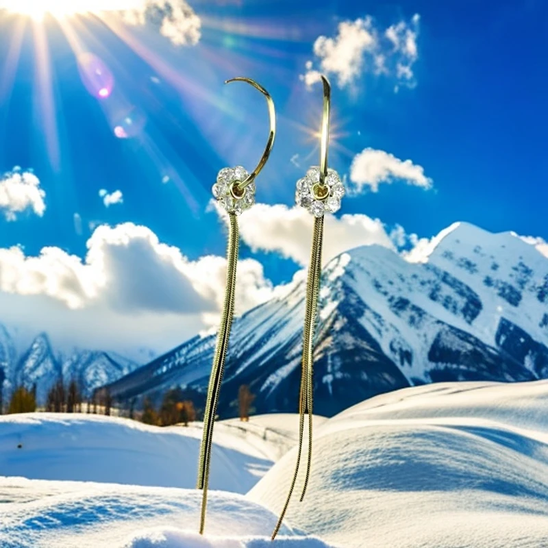 铜合金锆石耳饰 高级耳钉流苏长款冷淡耳饰2024新款耳环气质