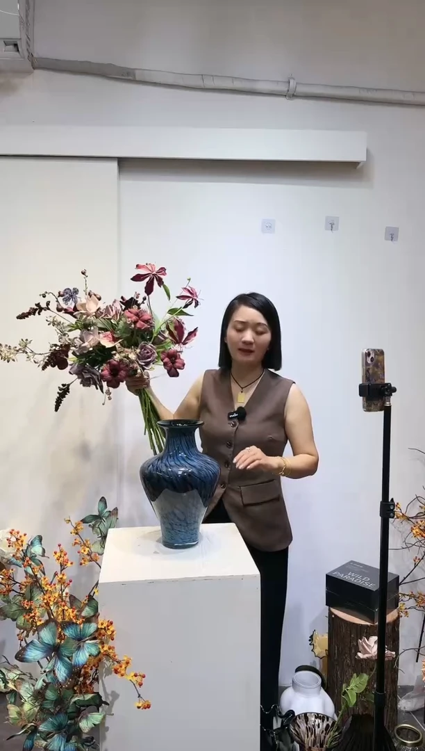 【闪购商品】孔雀蓝大肚花瓶