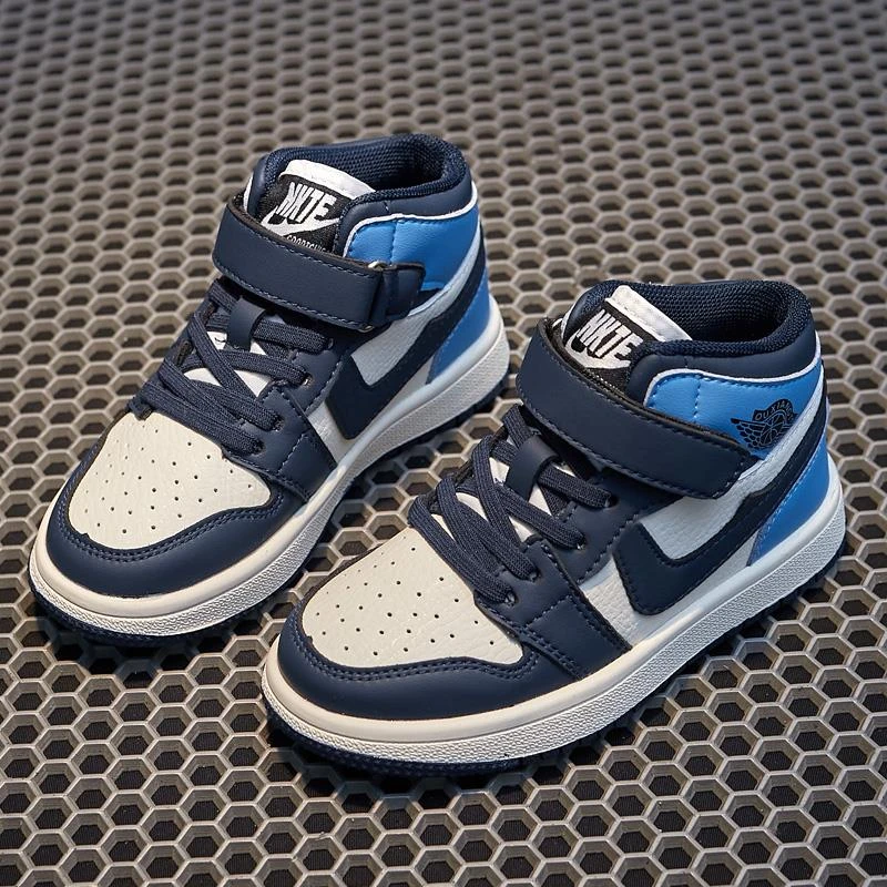 大黄蜂AJ高帮篮球鞋2025秋冬女童运动鞋3-15岁男童真皮休闲板鞋潮