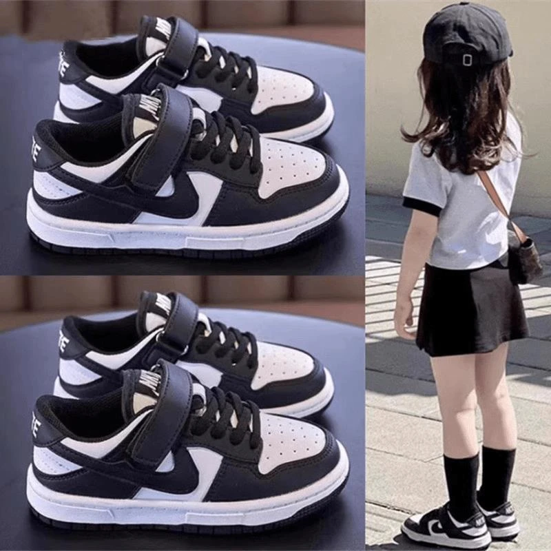 巴拉aj潮牌男童运动鞋3-15岁男女童鞋板鞋熊猫2025春秋低帮休闲鞋