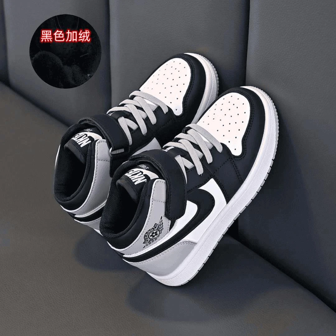 巴拉AJ男童鞋2025年春秋真皮运动鞋女童高帮鞋中大童3-15岁低帮鞋