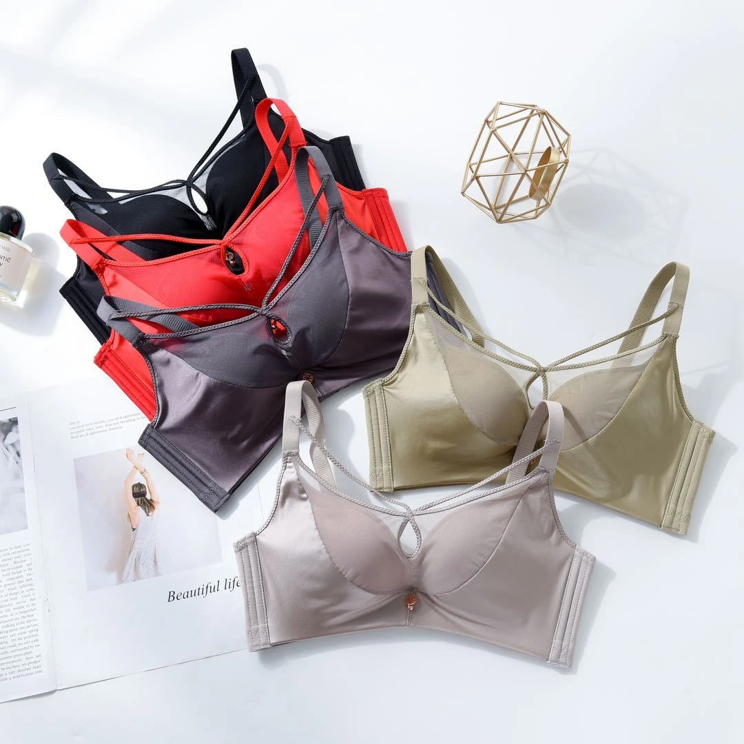 新款柔软舒适亲肤女士内衣性感细带美背无钢圈文胸罩