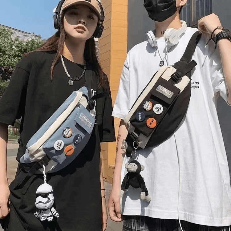 ins潮牌胸包男休闲日系单肩小背包女学生潮流斜挎包2023新款腰包