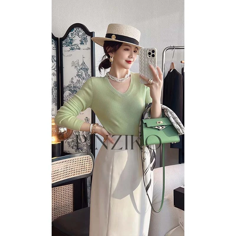 【PINZIKO女装】波板糖~桑蚕丝简约纯色清新感春季针织衫 TJA020