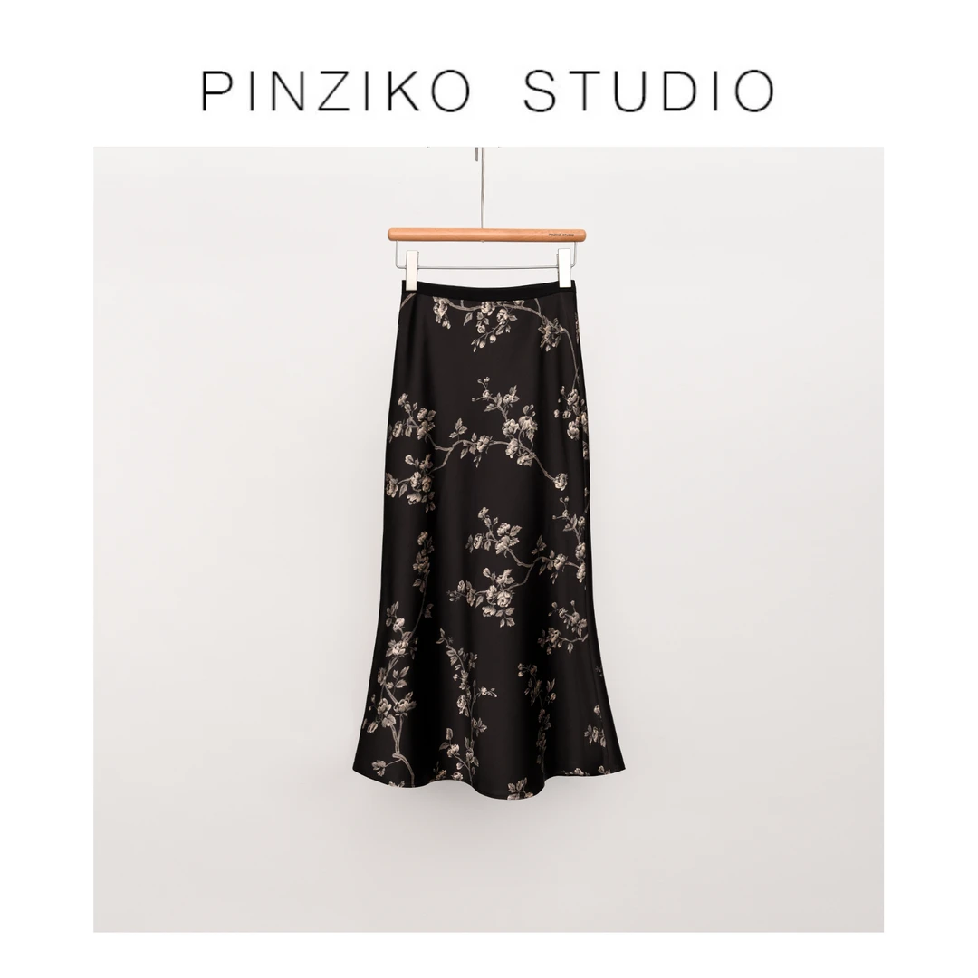 【PINZIKO女装】水墨裙~夏季碎花优雅时尚显瘦简女装半身裙TJE099