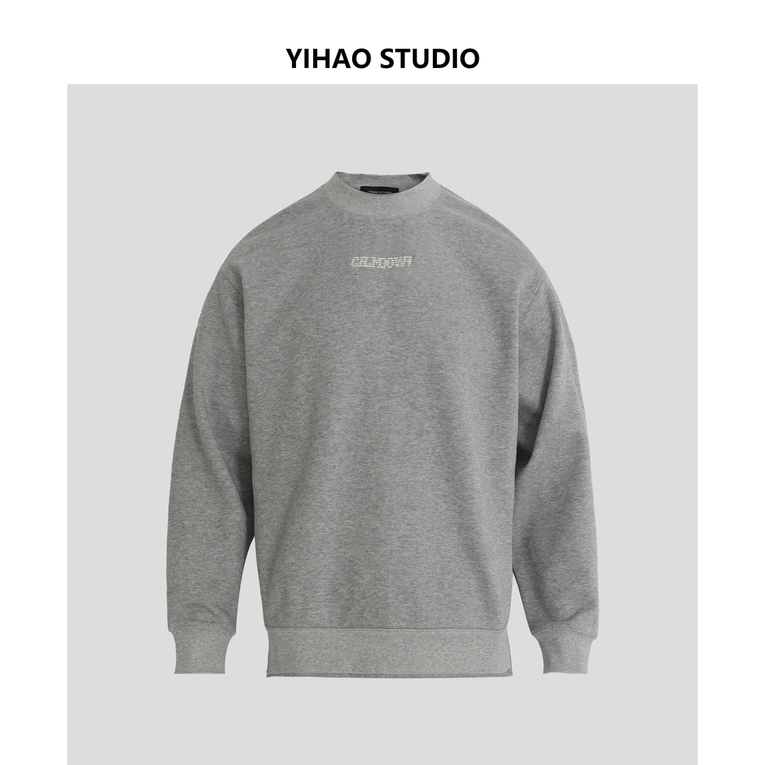 YIHAO STUDIO冬季加厚圆领卫衣宽松长袖美式休闲潮流百搭上衣