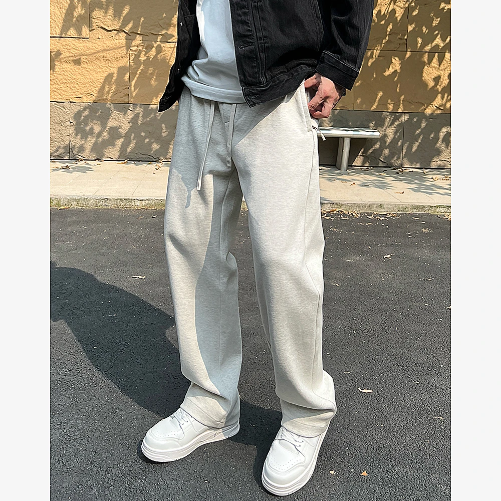 YIHAO STUDIO秋冬新款男士直筒休闲裤纯色潮流宽松百搭卫裤长裤