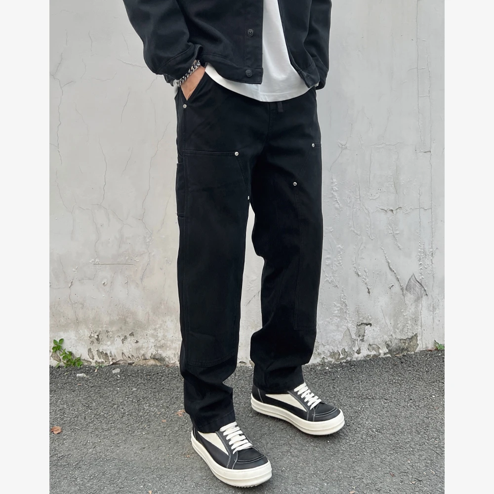 YIHAO STUDIO男士休闲裤直筒水洗工装伐木裤加绒/不加绒